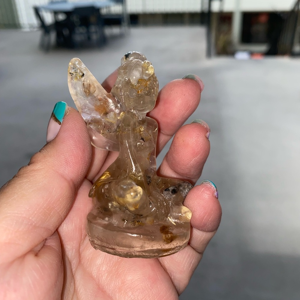 Resin - Rutile Quartz Carved Tinkerbelle